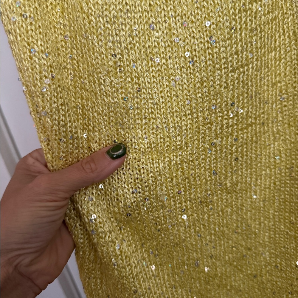 Asta Resort Natalia Sequin Knit Dress Chartreuse Yellow NEW with tags - Picture 9 of 14